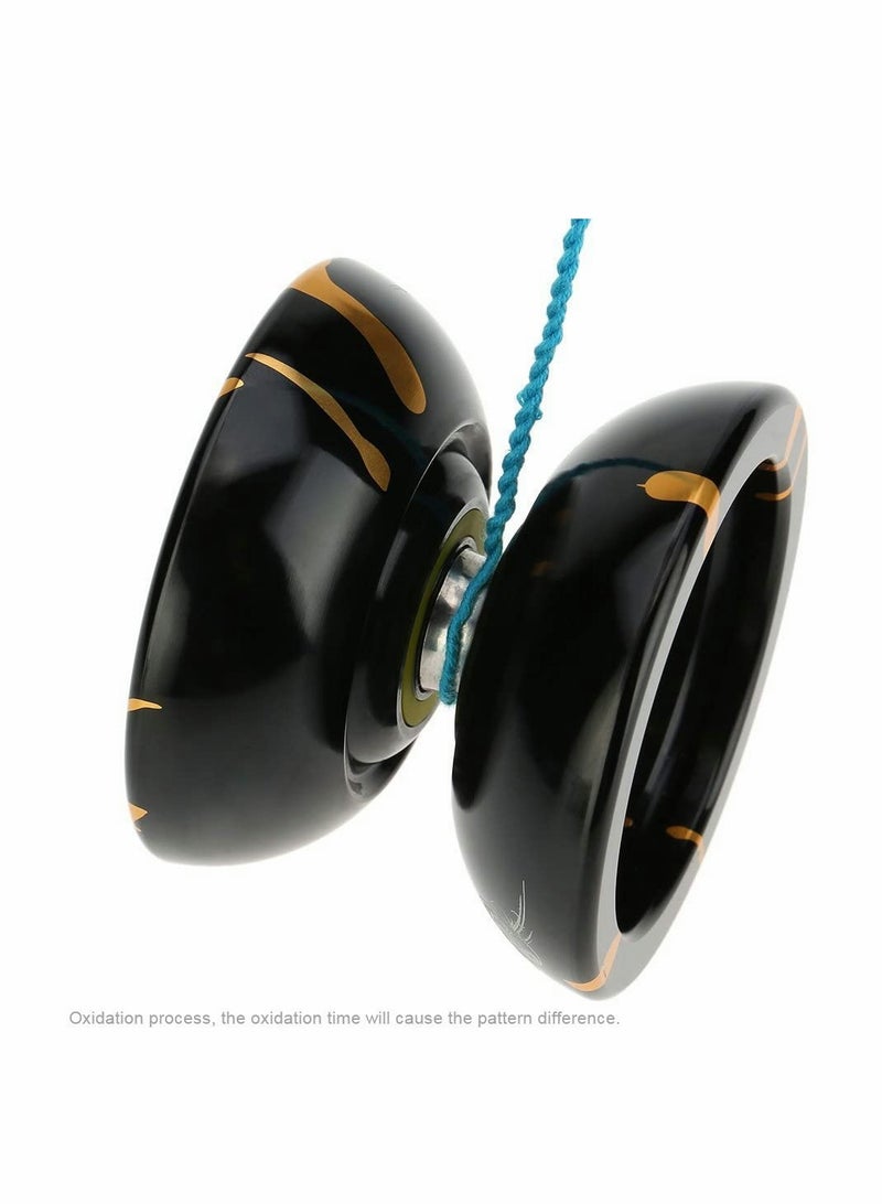N11 Professional Unresponsive Yoyo Black Gold Alloy YoYo with Bag Glove 5 Strings Suitable for Beginners and Experts