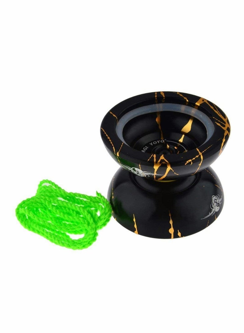 N11 Professional Unresponsive Yoyo Black Gold Alloy YoYo with Bag Glove 5 Strings Suitable for Beginners and Experts
