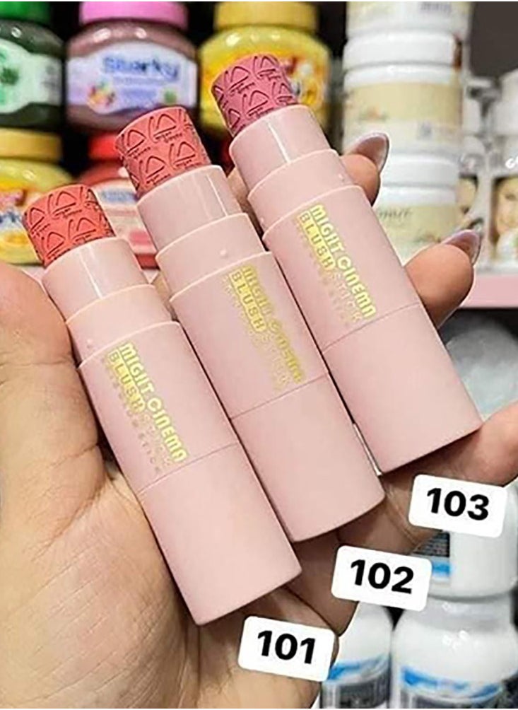 Blushstick with a brush for easy blending from Mate Cinema, color 102