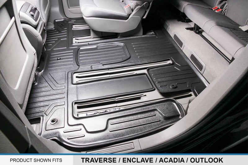 MAX LINER A0043/B0044-P/D0044 Floor Mats 3 Rows and Cargo Liner Set for Traverse/Enclave - Black - Image 4