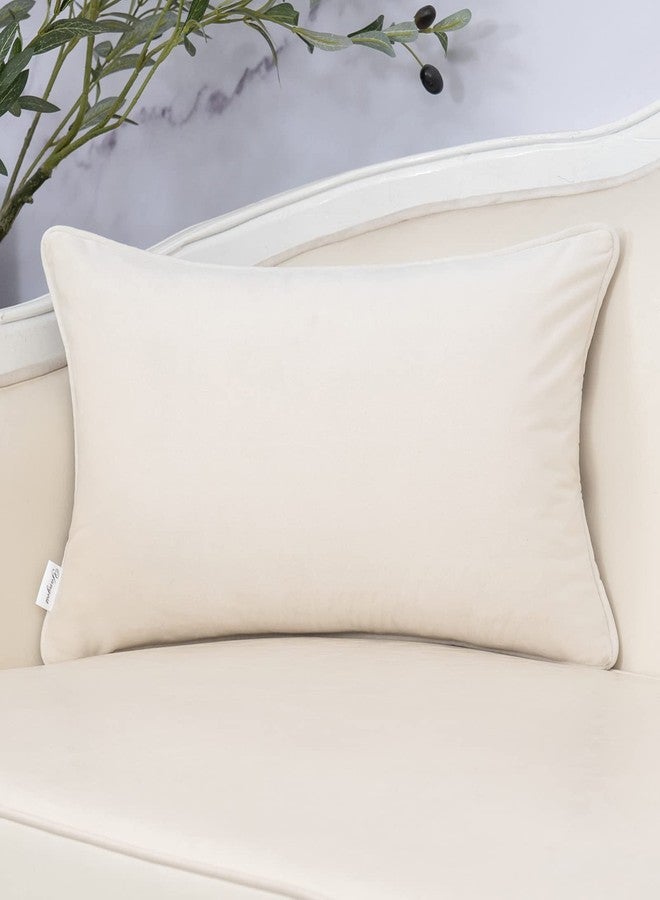 Yangest Beige Striped Throw Pillow Cover Multicolor Velvet Cushion Cover Zippered Rectangular Pillowcase for Sofa Couch Bedroom Living Room Home Decoration, 12x20 Inch - Image 2