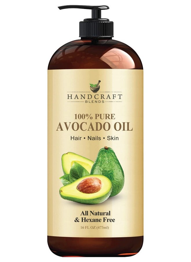 handcraft Blends Avocado Oil - 16 Fl Oz - 100% Pure And Natural - Premium Grade Oil For Skin And Hair - Carrier Oil - Hair And Body Oil - Massage Oil - Cold-Pressed And Hexane-Free  - Image 1