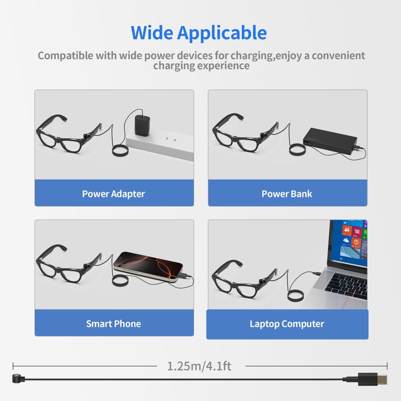 RCstyle HiBloks Magnetic Charging Cable for Ray-Ban Meta Wayfarer/Skyler/Headliner Gen 2 & Oakley Meta HSTN, USB-C Cable for RayBan Meta Gen 2 Accessories, Portable for Phone/Car/Laptop/Power Bank Charging - Image 2