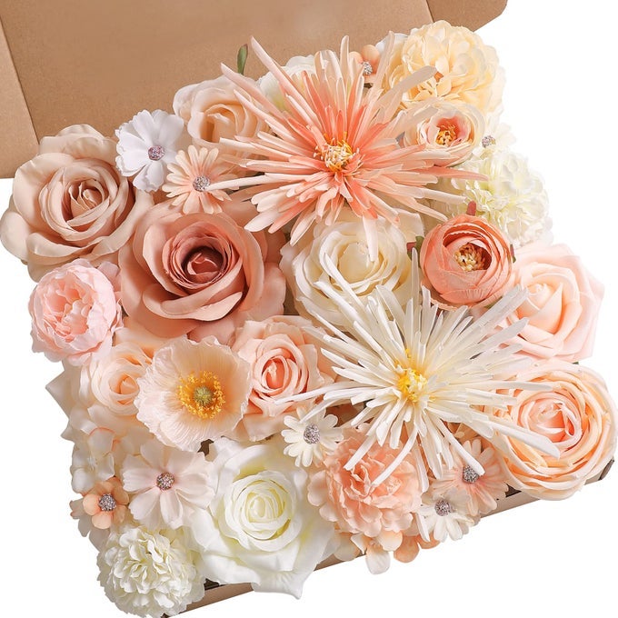 ARTIFICIAL FLOWERS COMBO BOX SET FAUX FLOWERS BULK FLOWER LEAF WITH STEMS ARRANGEMENTS FOR DIY WEDDING BOUQUETS PARTY TABLE CENTERPIECES HOME DECORATIONS INDOOR OUTDOOR