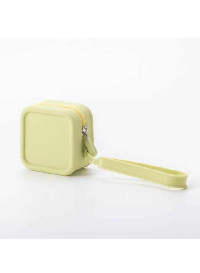 حقيبة مستحضرات تجميل من السيليكون مقاومة للماء وحقيبة تخزين صغيرة محمولة ومحفظة نقود معدنية خضراء - Image 1