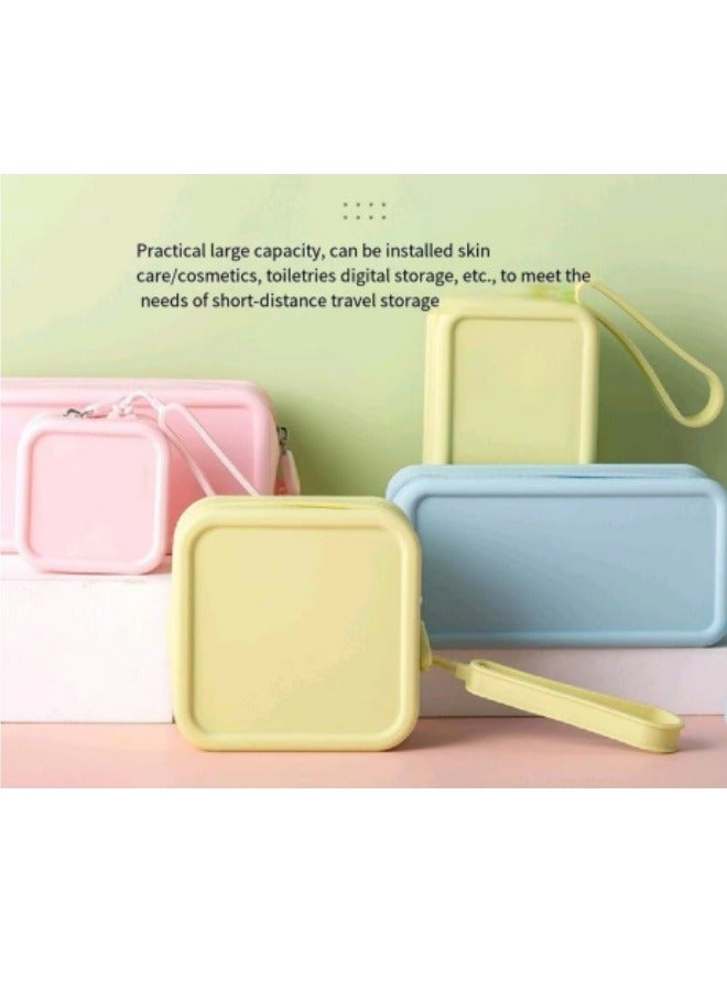 حقيبة مستحضرات تجميل من السيليكون مقاومة للماء وحقيبة تخزين صغيرة محمولة ومحفظة نقود معدنية خضراء - Image 3