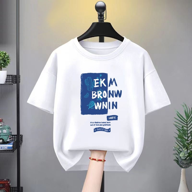 Children'S Clothing Summer Short-Sleeved T-Shirt Summer Letter Printed T-Shirt For Boys And Girls Summer Japanese Style Casual Cotton T - Image 3