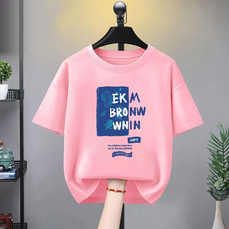 Children'S Clothing Summer Short-Sleeved T-Shirt Summer Letter Printed T-Shirt For Boys And Girls Summer Japanese Style Casual Cotton T - Image 1