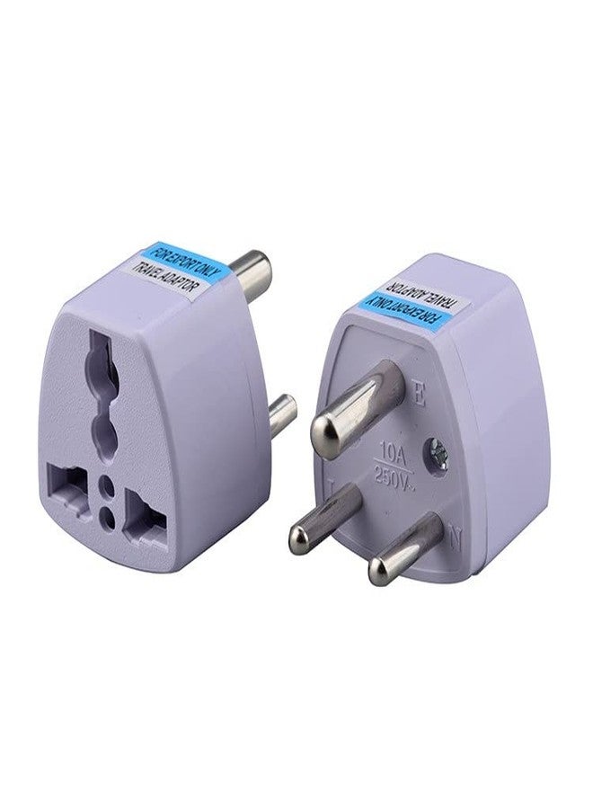 fdealz [ 2 Pieces ] Universal Travel Plug Adapter Standard EU Round India, Europe Travel Plug Adapter Portable Plug Adapter Type White - Image 1