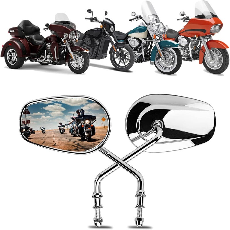 LKV Chrome Sportster Rear View Mirrors - 360 Degree Long Stem Motorcycle Mirror for Harley Davidson - Image 4