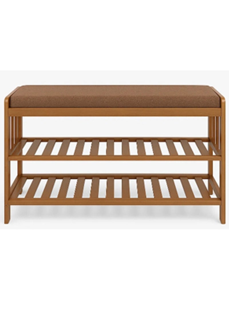 LINGWEI Bamboo Shoe Rack Bench with Cushion – Wooden Shoe Storage Cabinet with Seat, Entryway Organizer Shelf for Boots & Shoes, Multi-Function Furniture for Home, Hallway, Bedroom - Image 3
