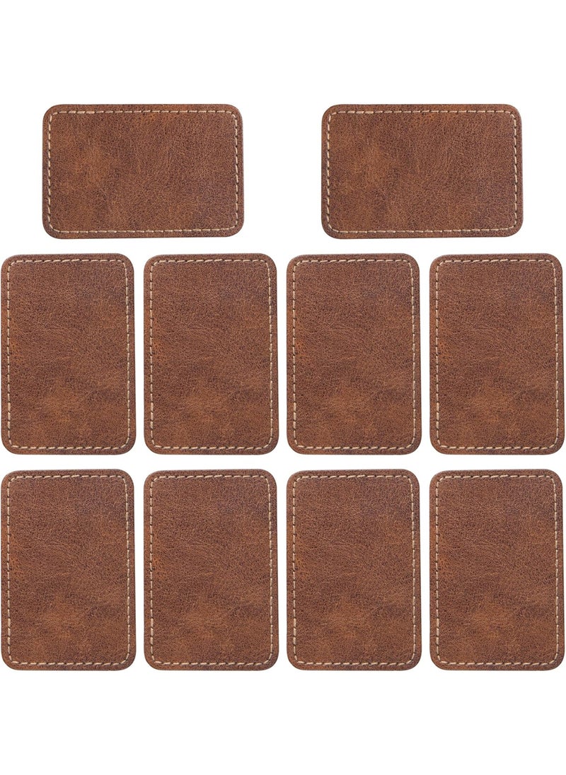 OIIKI OIIKI 10 PCS Square Leather Hats Patches for Laser Engraving Iron on Blank Leatherette Patches 2 x 3 in Rectangle PU Leather Patches Repair Patches for DIY Sewing Crafts Jackets Jeans  Brown  - Image 1