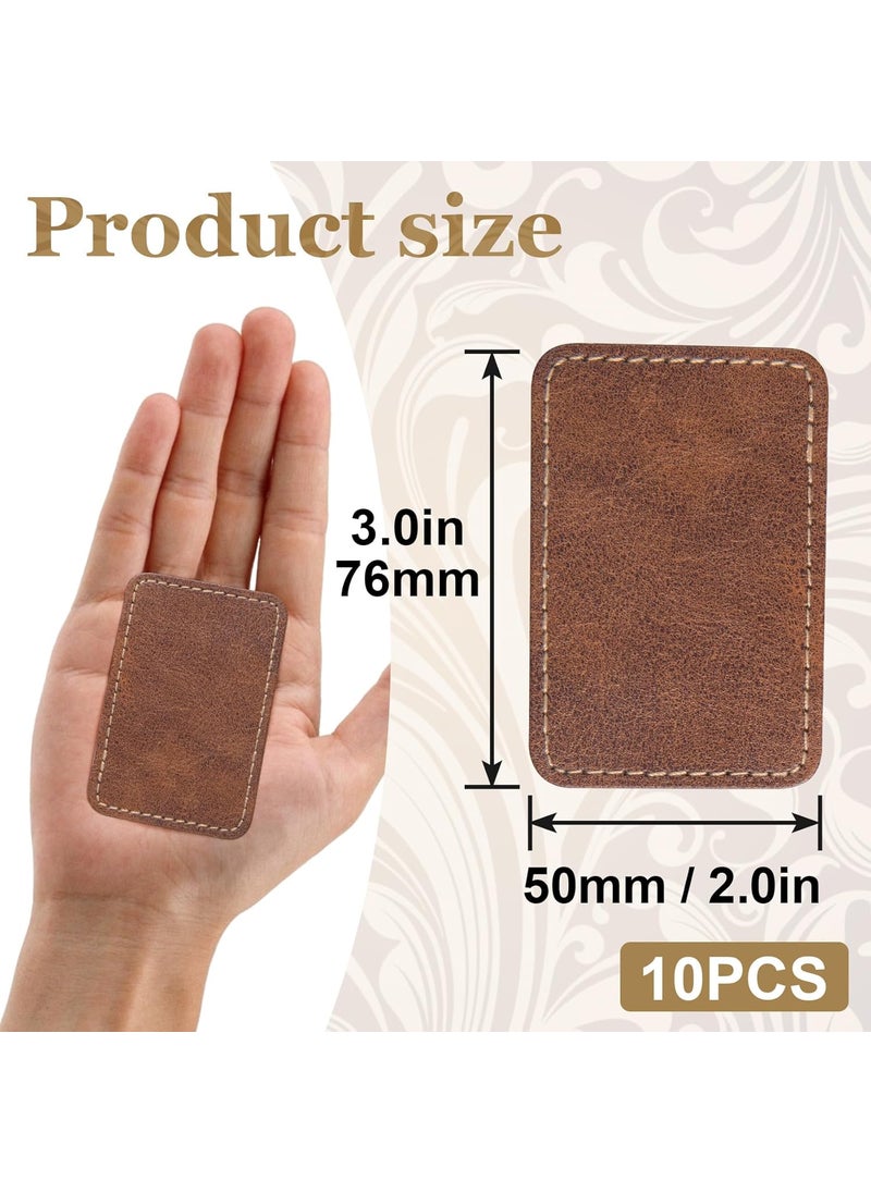 OIIKI OIIKI 10 PCS Square Leather Hats Patches for Laser Engraving Iron on Blank Leatherette Patches 2 x 3 in Rectangle PU Leather Patches Repair Patches for DIY Sewing Crafts Jackets Jeans  Brown  - Image 2