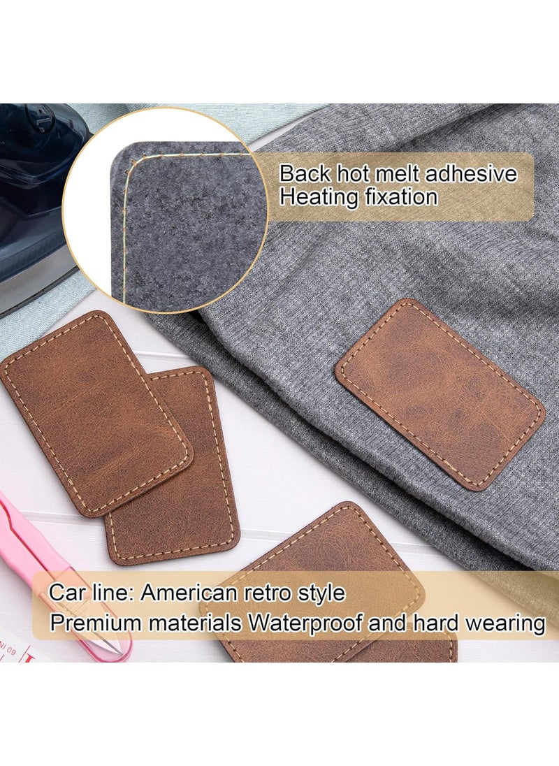 OIIKI OIIKI 10 PCS Square Leather Hats Patches for Laser Engraving Iron on Blank Leatherette Patches 2 x 3 in Rectangle PU Leather Patches Repair Patches for DIY Sewing Crafts Jackets Jeans  Brown  - Image 5