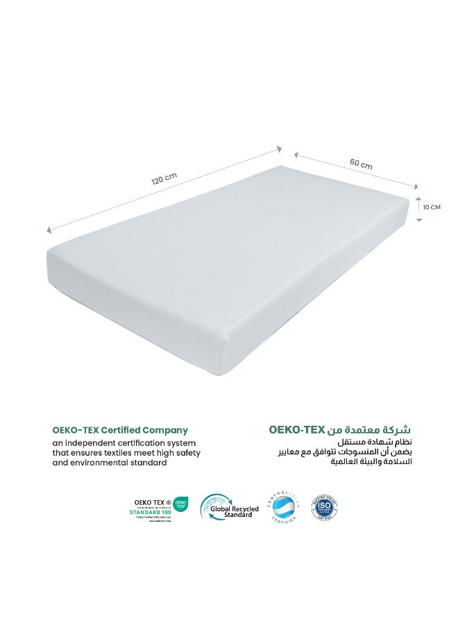 Rest Baby Cot Mattress 60X120Cm With Extra Thickness 10Cm/23X47+3Inch Crib Mattress Memory Foam Removable Washable Cover Breathable Anti Allergenic Toddler Bed Mattress With Anti-Slip Feature  - Image 3