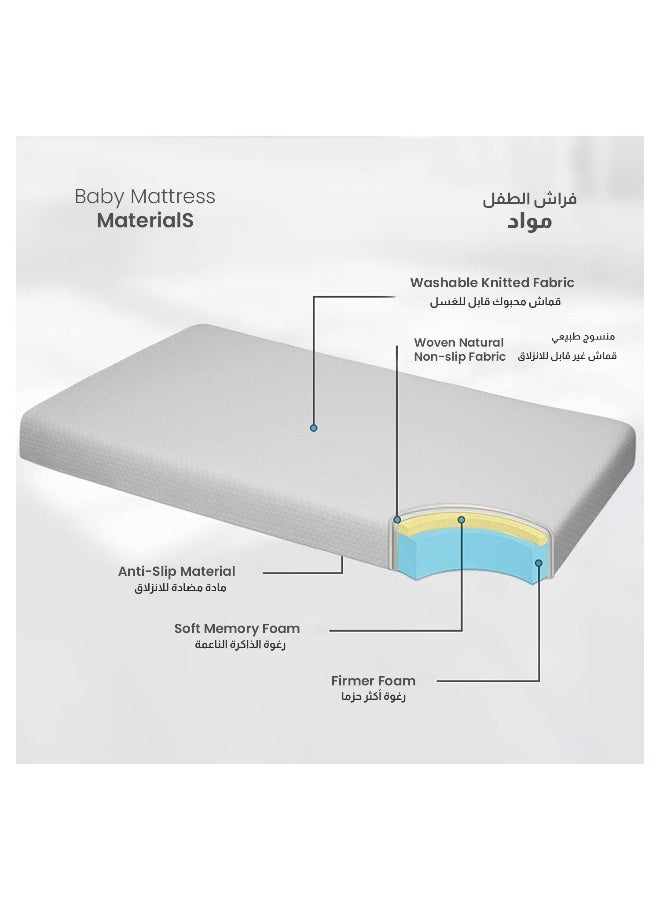Rest Baby Cot Mattress 60x120cm with extra thickness 10CM/23x47+3inch Crib Mattress Memory Foam Removable Washable Cover Breathable Anti Allergenic Toddler Bed Mattress with Anti-Slip feature - Image 3