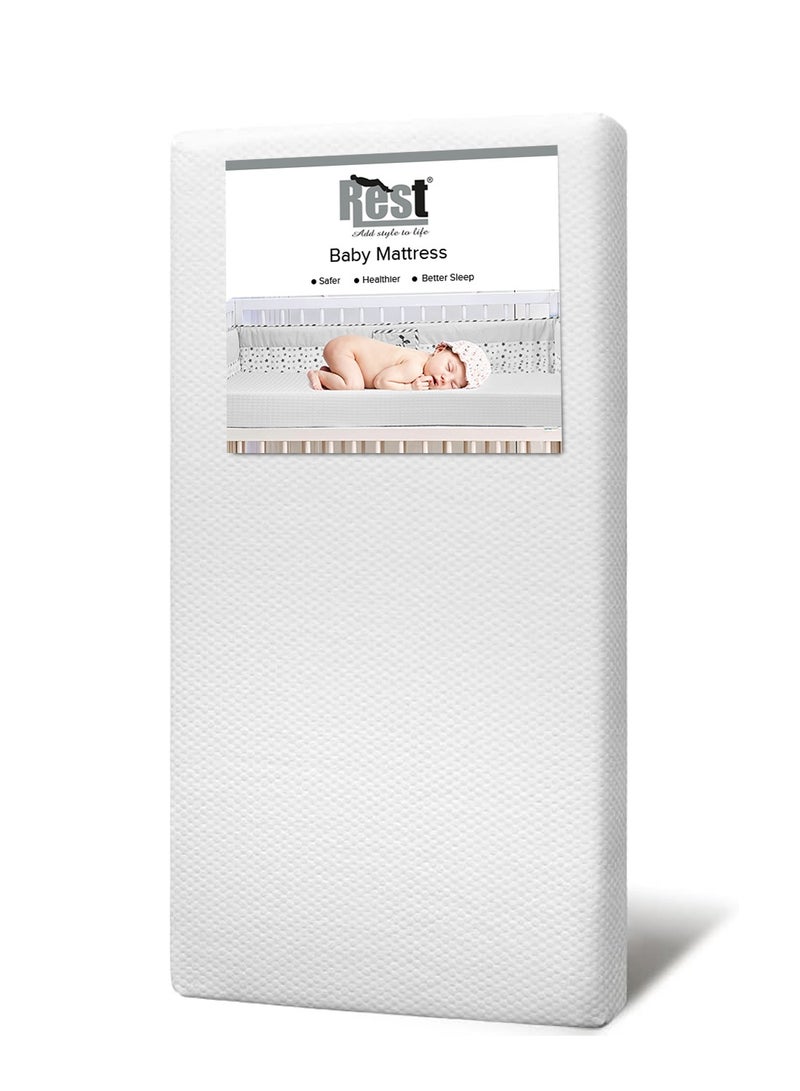 Rest Baby Cot Mattress 60x120cm with extra thickness 10CM/23x47+3inch Crib Mattress Memory Foam Removable Washable Cover Breathable Anti Allergenic Toddler Bed Mattress with Anti-Slip feature - Image 1