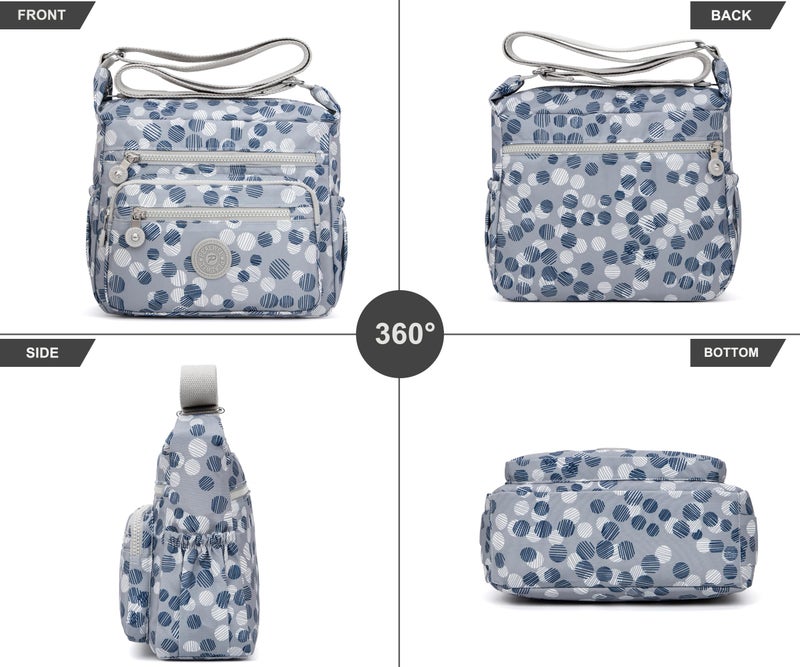 Pealwel Women Shoulder Handbag Roomy Multiple Pockets Bag Ladies Crossbody Purse Tote Top Handle Satchel(Blue Dot) - Image 2
