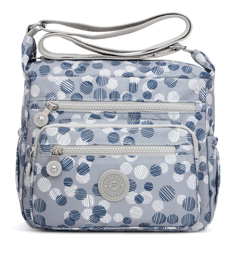 Pealwel Women Shoulder Handbag Roomy Multiple Pockets Bag Ladies Crossbody Purse Tote Top Handle Satchel(Blue Dot) - Image 1
