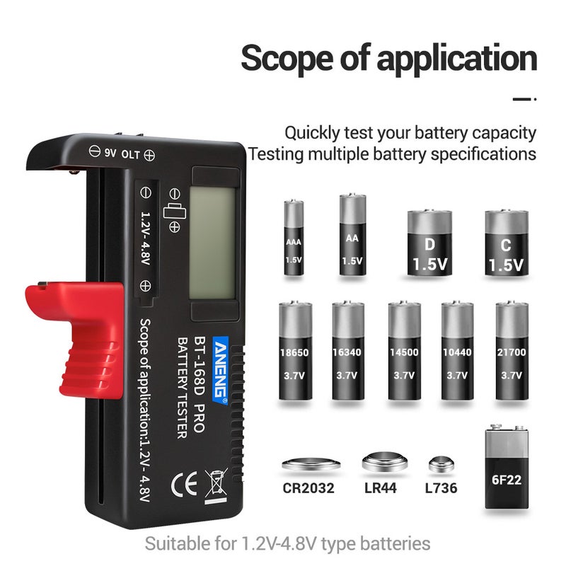 ANENG BT-168 PRO Battery Tester Digital-display Type Tester Battery Checker Battery Capacity Diagnostic Tool Universal Tester Checking D C AAA AA Button Battery - Image 4