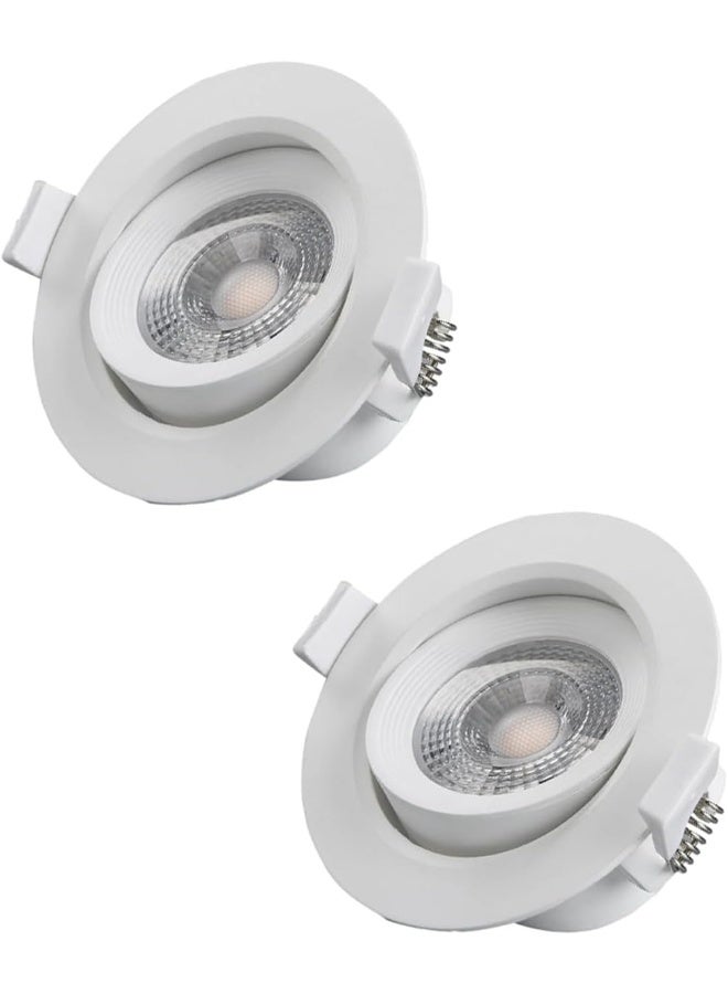 Melfi Adjustable Round Led Downlight 7W 240Vac -White Ceiling Spotlight Ip40 Rated | For Indoor Home And Office Use (6500K-Day Light-) (Pack Of 2) - Image 1