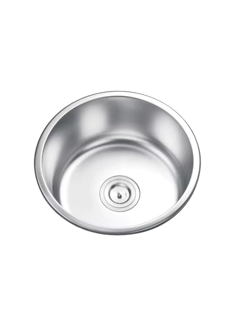ELITE AD4218 Round Stainless Steel Kitchen Sink – Single Bowl Sink with Round Drainer & Satin Finish - Image 1