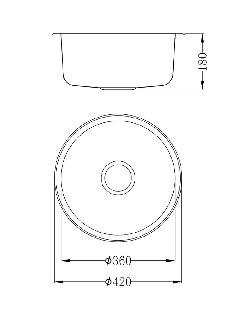 ELITE AD4218 Round Stainless Steel Kitchen Sink – Single Bowl Sink with Round Drainer & Satin Finish - Image 2