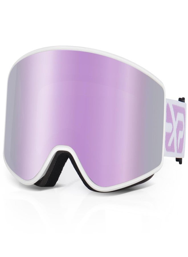 EXP VISION Ski/Snowboard Goggles, Anti Fog Adult Snow Goggles Over The Glasses for Men, Women Youth (Adult Ski Goggles-Pail lilac) - Image 1