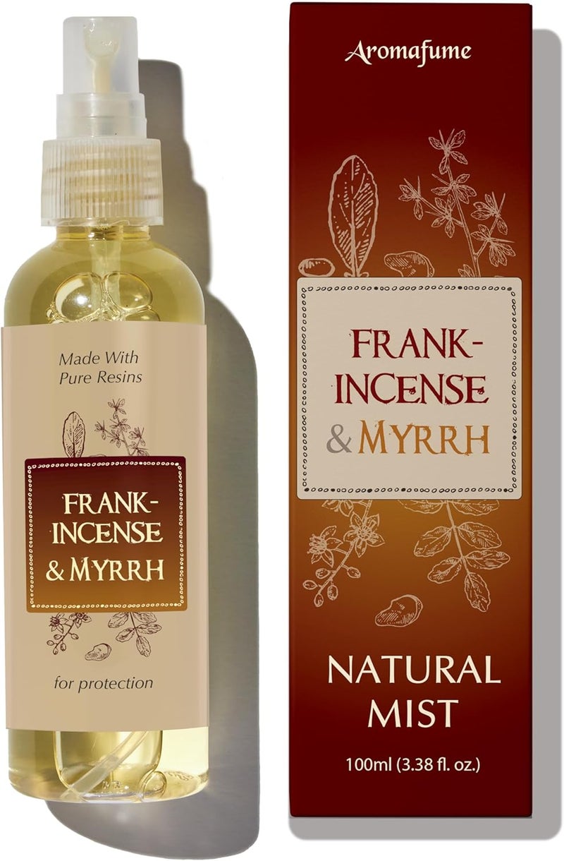 Aromafume Frankincense & Myrrha Natural Resin Mist Spray | 100 ml / 3.3oz | Ideal for deep relaxation, spirituality & rituals | Made with Pure Resin from Somalia | Non-alcoholic, non-toxic & vegan - Image 1