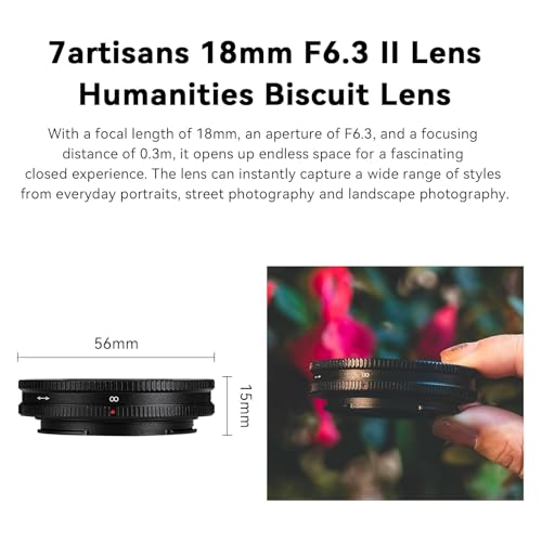 7artisans 18MM F6.3 Mark II UFO Camera Prime Lens Compatible with Sony E Mount,APS-C,Ultra-Thin Compact Mirrorless Cameras for FX/A/NEX Series for FS5,FS7,FS7M2,FS5M2K,A3000,A5000,NEX-3,NEX-3N - Image 2