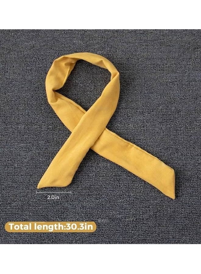 طقم 5 أربطة شعر مربوطة بقوس بلون صلب مع سلك، أربطة شعر بأسلاك، أربطة رأس على شكل أذن أرنب للنساء والفتيات - Image 4