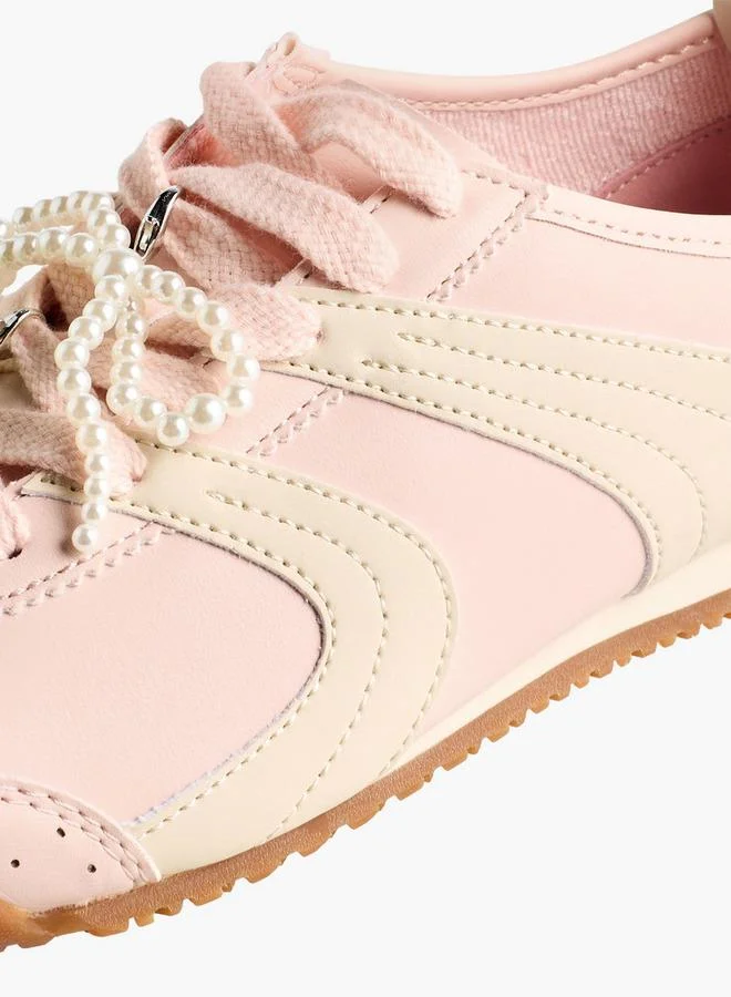 Celeste PINK Women Pearl Embellished Sneakers for Women | Best Price UAE