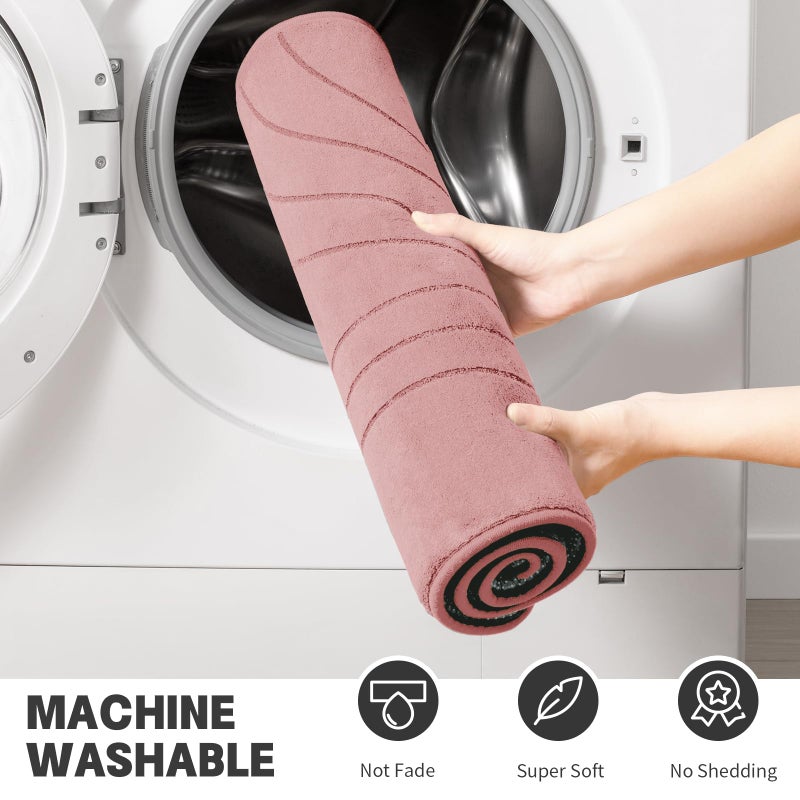 YIHOUSE Bathroom Rug Set 5 Pieces  Soft Non Slip Memory Foam Bath Mat Set  Extra Thick Bath Mats for Bathroom  Machine Washable Bath Rugs Set for Tub  Toilet and Floor (Pink) - Image 4