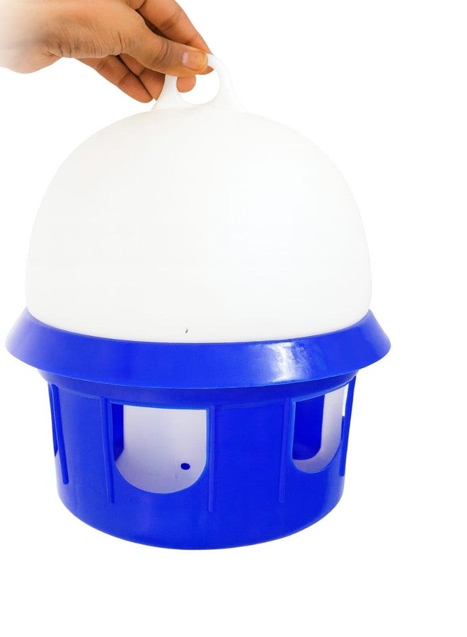 Bird Drinker, Premium Plastic Poultry Water Feeder, Blue and White, Transparent Container with Easy Monitor Design, Durable for Outdoor Use - Image 1