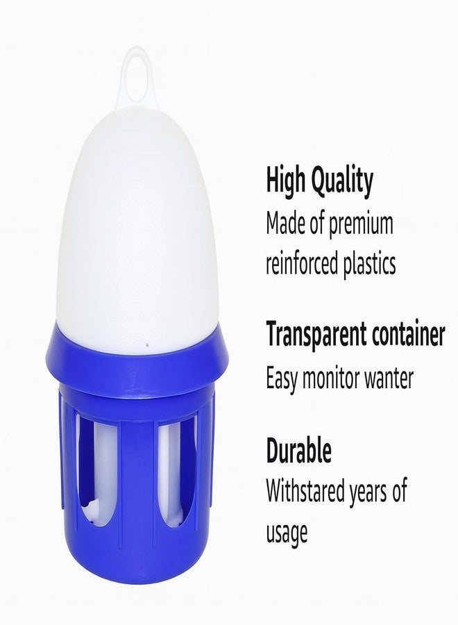 Bird Drinker, Premium Plastic Poultry Water Feeder, Blue and White, Transparent Container with Easy Monitor Design, Durable for Outdoor Use - Image 3