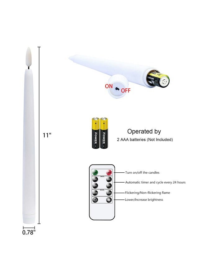 DRomance Flameless LED Taper Candles with Remote and Timer Battery Operated White Real Wax 3D Wick Flickering Wedding Dinner Holiday Decor Candles(8 Pack, 0.8" D x 11" H) - Image 2