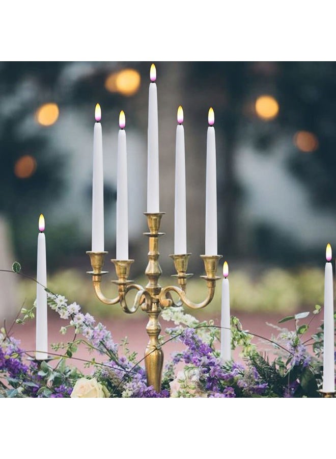 DRomance Flameless LED Taper Candles with Remote and Timer Battery Operated White Real Wax 3D Wick Flickering Wedding Dinner Holiday Decor Candles(8 Pack, 0.8" D x 11" H) - Image 5