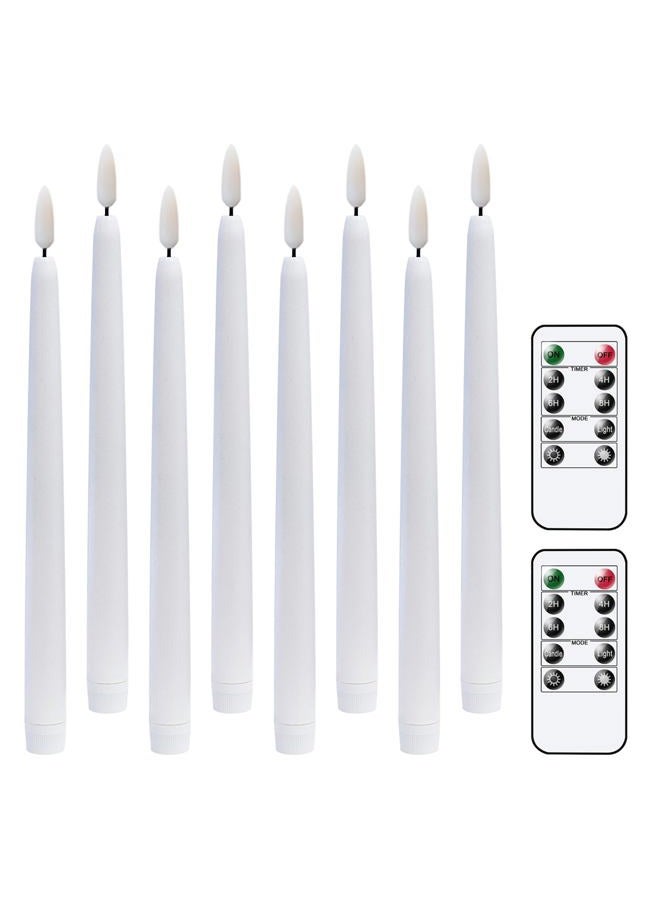 DRomance Flameless LED Taper Candles with Remote and Timer Battery Operated White Real Wax 3D Wick Flickering Wedding Dinner Holiday Decor Candles(8 Pack, 0.8" D x 11" H) - Image 1