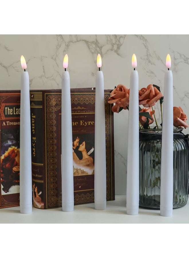 DRomance Flameless LED Taper Candles with Remote and Timer Battery Operated White Real Wax 3D Wick Flickering Wedding Dinner Holiday Decor Candles(8 Pack, 0.8" D x 11" H) - Image 3