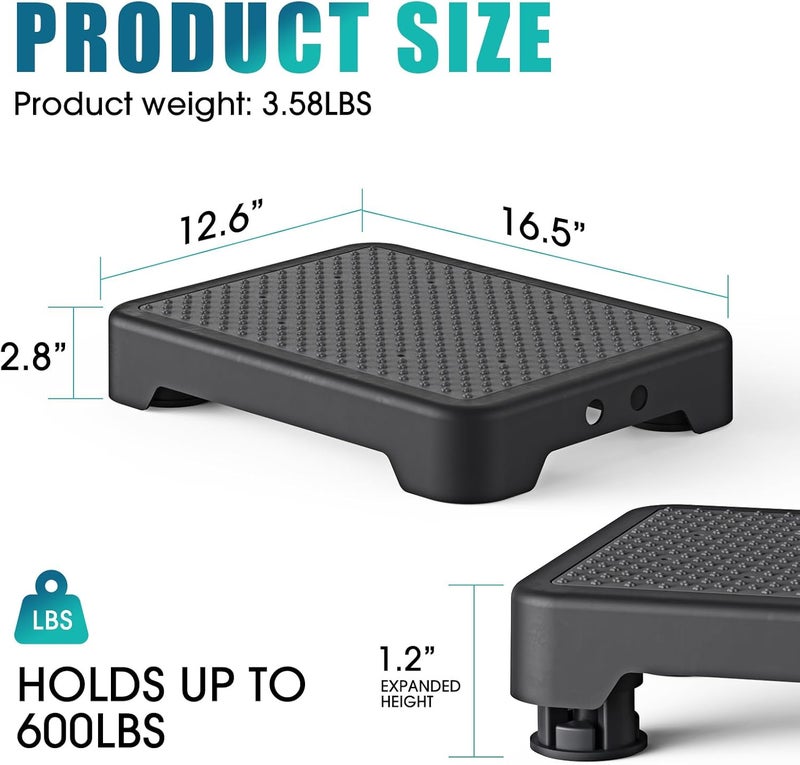 SPACELEAD Mobility Step Stool for Adults & Seniors, Indoor/Outdoor Portable Stair Assist, Anti-Slip Bathroom Step Stool, Platform Step for Kitchen, Office, and Bedroom, 600lbs Capacity, Black-Black - Image 2