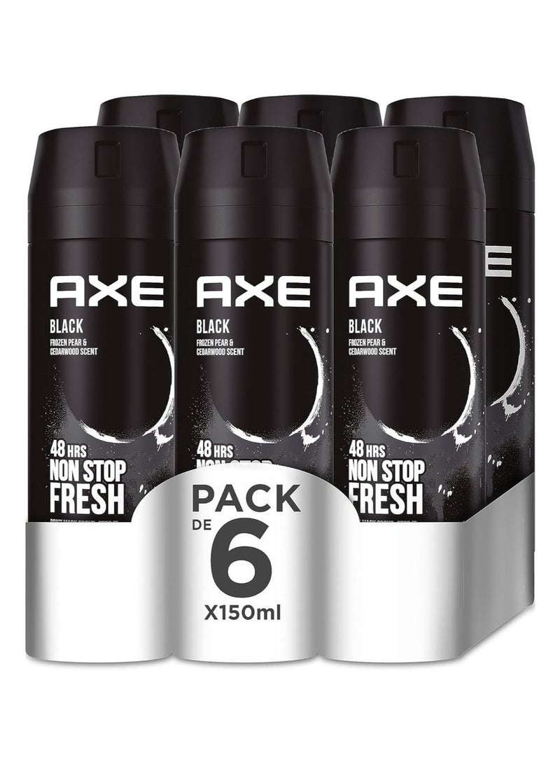 Axe Non Stop Fresh Black Body Spray Deodorant 6x150ml - Image 3