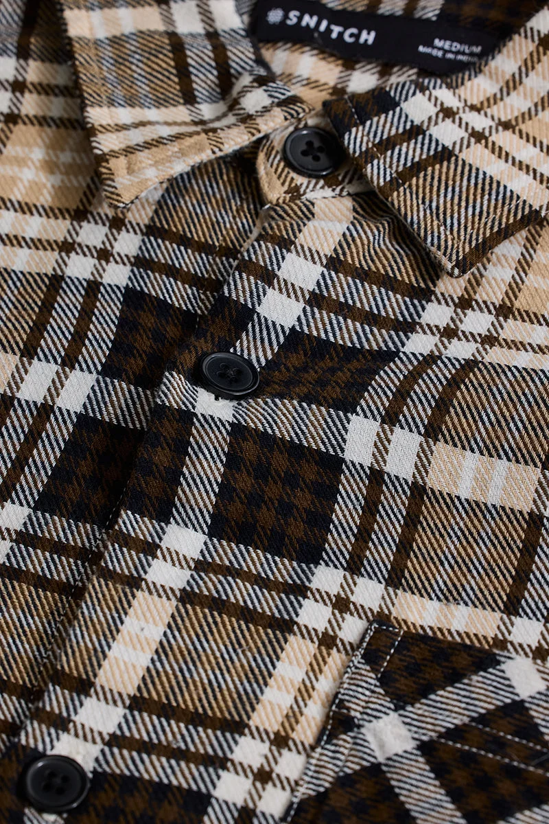 SNITCH Beige Flannel Relaxed Fit Overshirt