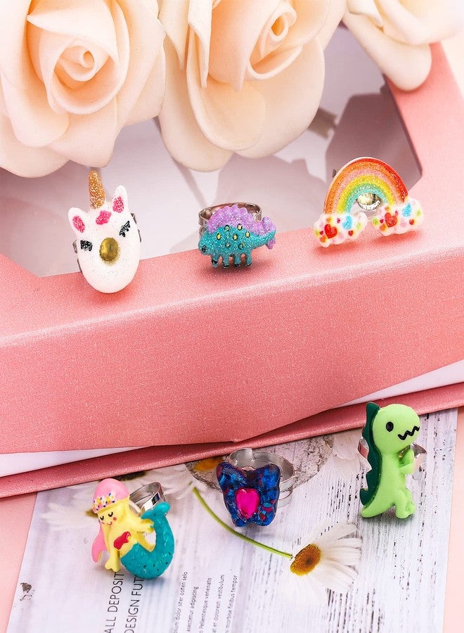 SOTOGO 24 Pieces Girls Necklaces and Rings Set Colorful Gift Party Favors Friendship Pretend Dress up Play Jewelry for Kids Child Toddler, Clever Style - Image 4