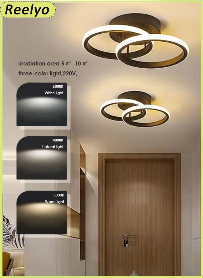 Reelyo 2PCS Led Ceiling Lights Chandeliers Nordic Lights Indoor Lighting Adjustable Integrated Hanging Lamp Small Modern Led Pendant Light Three-colours For Home Bedside Living Room Decoration Dining Tables Aisle Modern Light Nordic Iron Retro Loft Home Living Room Hanging Lamps Bedroom Luminaria Lighting, Kitchen Island Pendant Lights Fixtures BLACK - Image 1