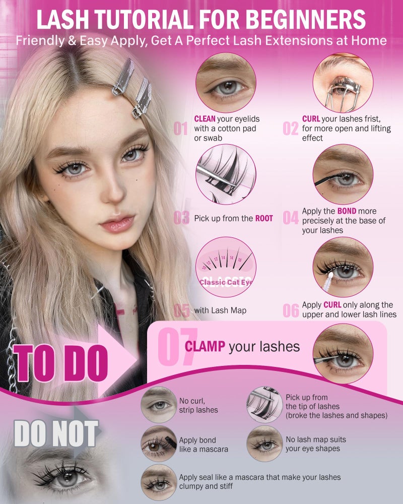 JIMIRE Manga Lash Clusters Natural Look Wispy Lashes Clusters Anime D-Curly Cluster Eyelash Extensions 110 Pcs 8-16MM Fairy Individual Cluster Lashes Wet-Look Lash Extensions - Image 5