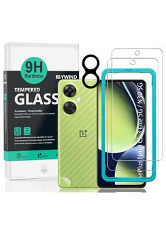 Ibywind Screen Protector For Oneplus Nord Ce 3 Lite 5G 6.72 Inches With 2 Pcs Tempered Glass 1Pc Camera Lens Protector 1Pc Backing Carbon Fiber Film Fingerprint Reader Easy To Install  - Image 1