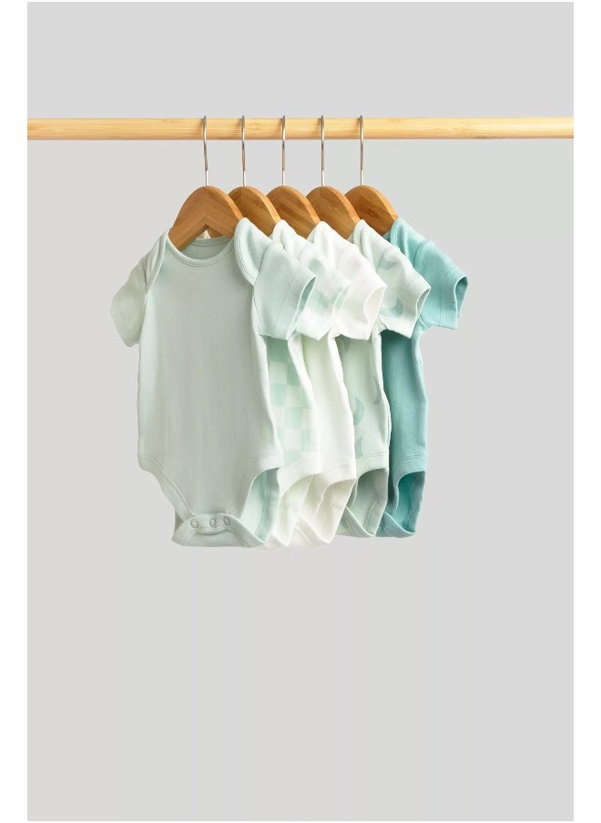 mothercare Mint Short-Sleeved Bodysuits - 5 Pack  - Image 1