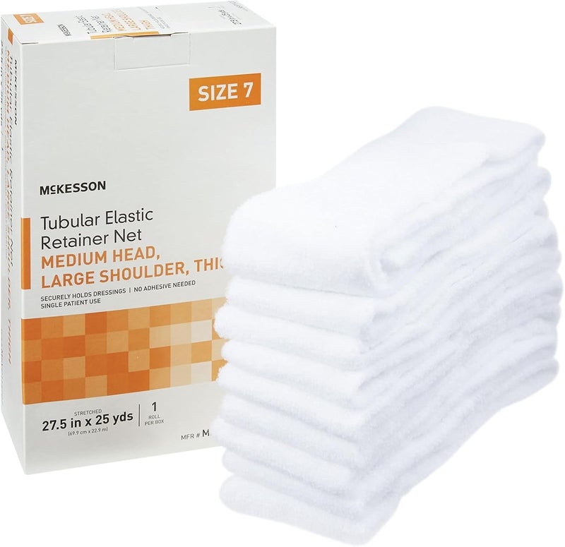 McKesson Tubular Elastic Retainer Net Dressing, Non-Sterile, Medium Head, Large Shoulder, Thigh, Size 7, 27 1/2 in x 25 yd, 1 Count, 1 Pack