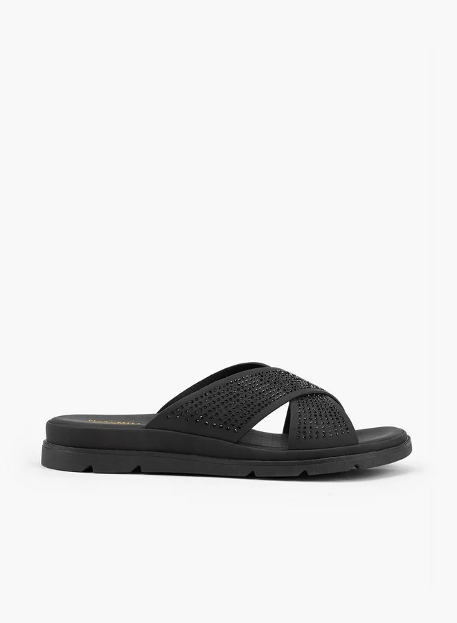 Flora Bella By Shoexpress Embellished Slip-On Cross Strap Sandals