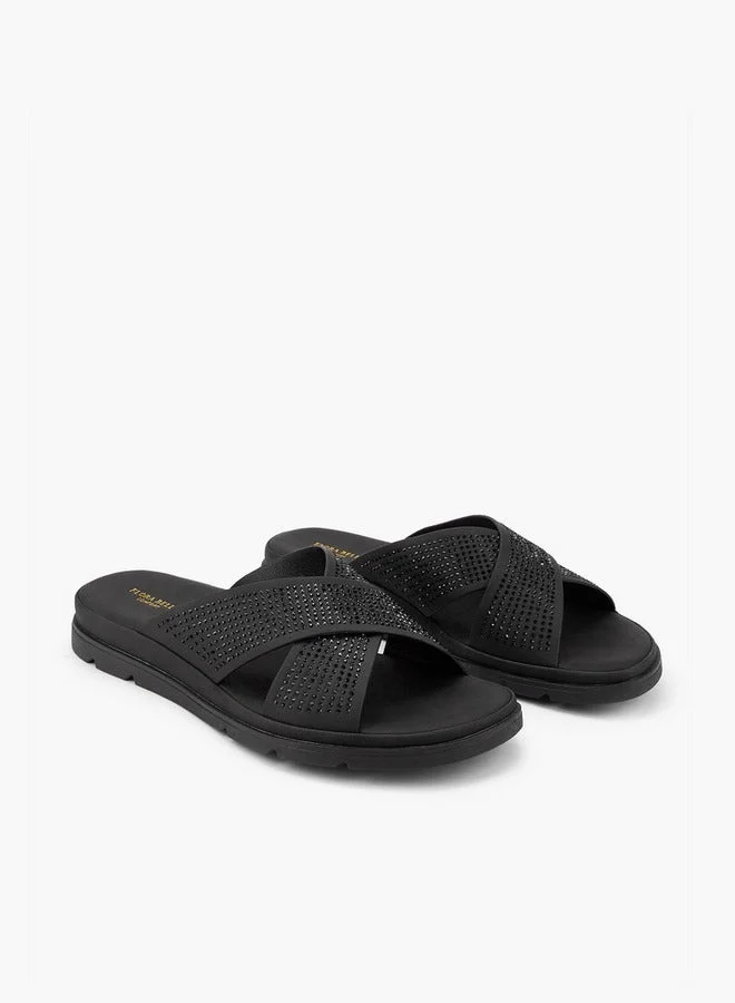 فلورا بيلا من شو إكسبرس صنادل بحزام متقاطع سهلة الارتداء مزينة